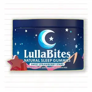 LULLABITES Natural Sleep Gummies Sweet Strawberry Stars Flavor Melatonin - 30 Servings - L-Theanine – A natural compound found in tea leaves, known for its calming effects