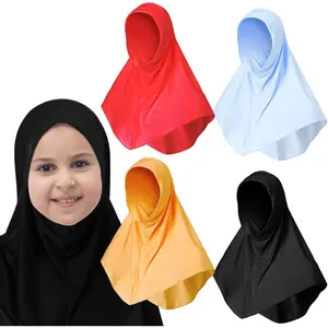 4 Pcs Hijab Muslim for Girls Kids Head Scarf Shawls Neck Wrap Kids Headscarf Turban Ready to Wear Easy Instant