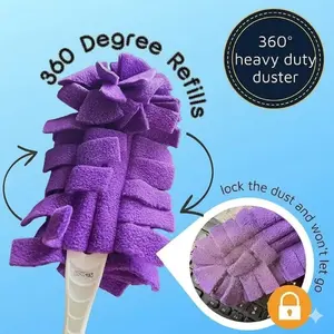 360° Large Electrostatic Duster Refill Pack - 5-Pack Washable Microfiber Duster Heads - Multi-Purpose Fragrance-Free Cleaning Tool for Home & Office