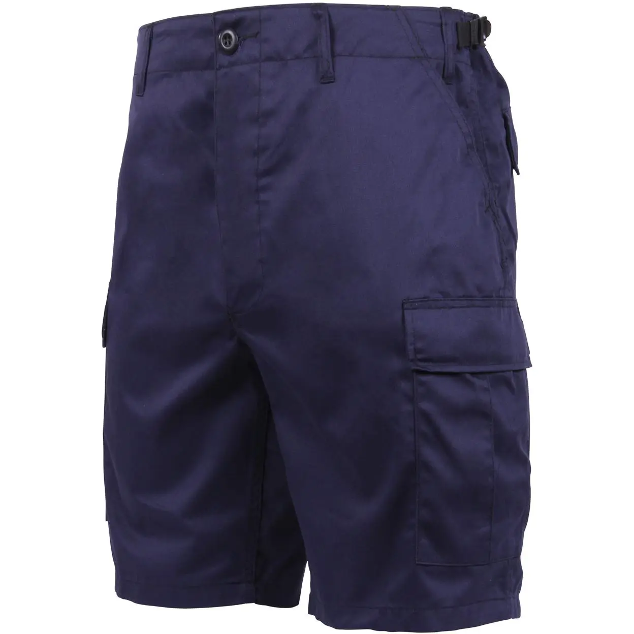 Men's Military Style Tactical BDU Cargo Shorts - Navy Blue Polyester Cotton Twill, 6 Cargo Pockets, Button Fly, Adjustable Waist, EDC Storage, Plain, 3XL, 4XL
