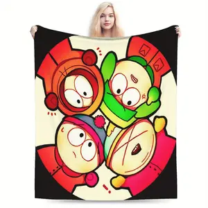 TV Show Themed Ultra-Soft Flannel Blanket with Iconic Cartoons (Stan, Kyle, Cartman, Kenny, Butters) - All-Season Cozy Bedspread & s, Machine Washable Gift for Christmas, Birthdays & Fans  Warm Haven Textiles