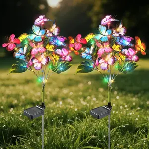 Solar Flower Lights- Solar Garden Lights, Outdoor Waterproof Decorative Light, Outdoor Pathway Lighting, Butterfly Flower Garden Decor for Landscape, Pathway, Yard