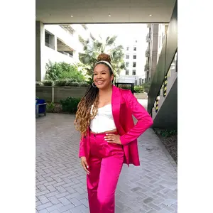 Satin Blazer Set | Fuchsia