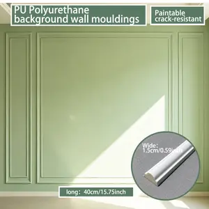 18 Pieces PU Imitation Gypsum Material Background Wall Trim Edge Strip, Polyurethane Foam Building Decoration Material, Architectural Finishing Supplies