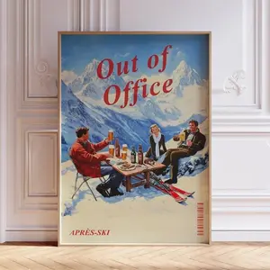 Vintage Apres Ski Print Retro Apres Ski Wall Art Vintage Bar Cart Print Ski Poster Mountain Ski Print Winter Scene Ski Art Print