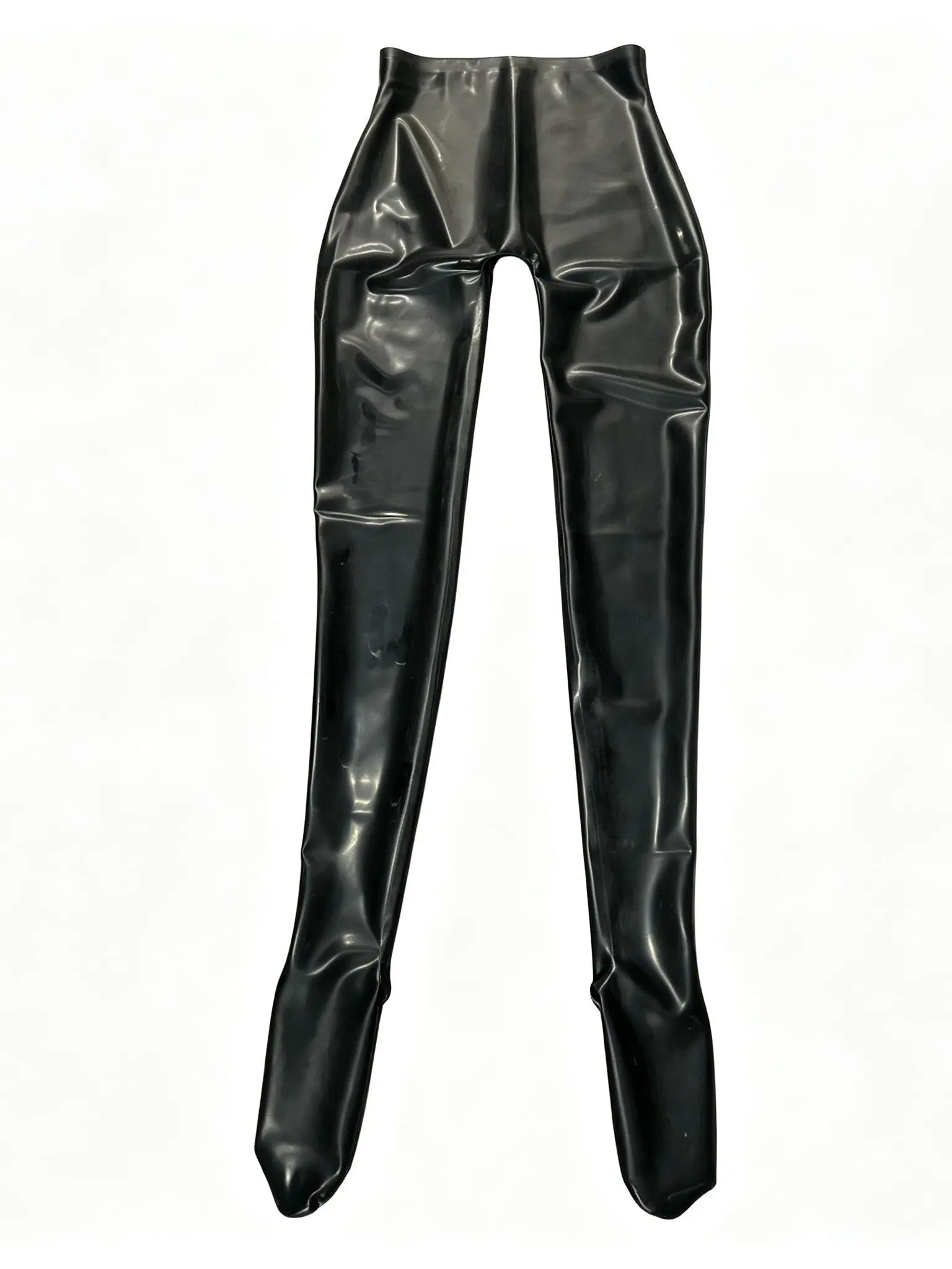 Women’s High-Waist Glossy Latex Fitted Built-In Legs Leggings - Stretchy Comfortable Bottom Clothes for Raves, Festivals