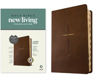 NLT Large Print Thinline Center-Column Reference Bible, Filament Enabled (Leatherlike, Brown Holy Cross, Indexed, Red Letter) -- New Living Translation - Bible