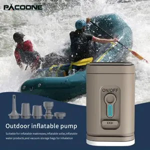 PACOONE portable USB multifunctional inflation pump/manual air pump/vacuum bag suction/inflation pad pump mini high speed air pump/electric air pump three in one/handheld light battery/mini air pump 15 user interfaces/LED camping lights/SOS mode
