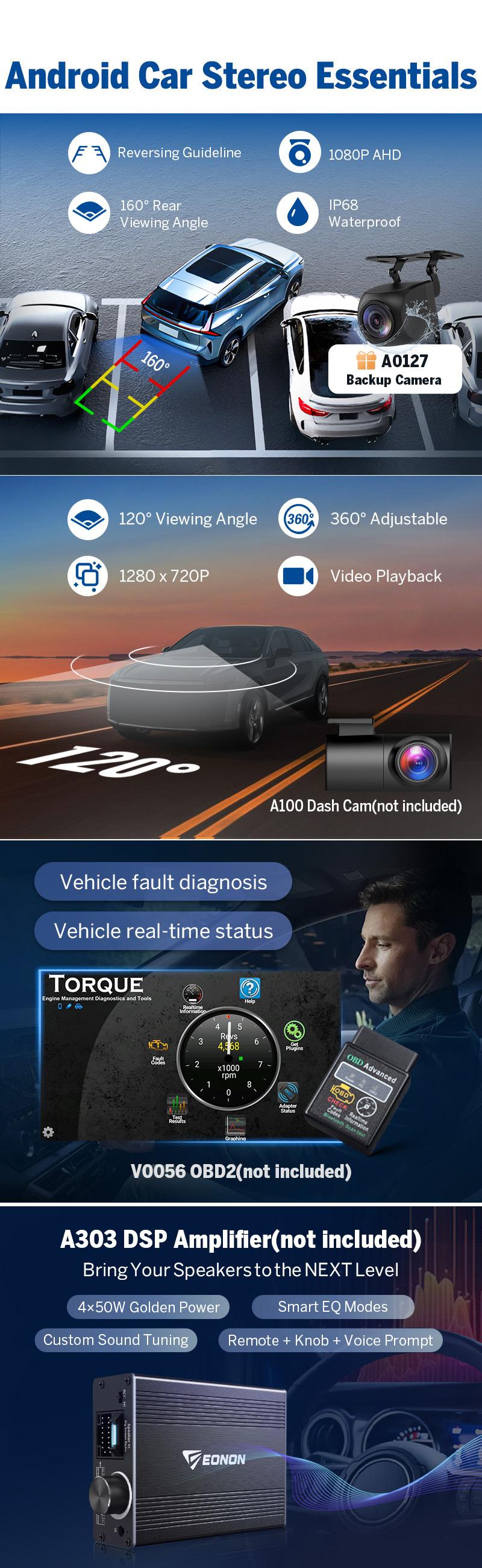 EONON 8" Android 13/14 Car Stereo, Car Radio for Chevy, GMC, Buick, Silverado, Sierra, Suburban, Tahoe, Impala, Avalanche, Traverse, Acadia, Yukon, Wireless CarPlay & Android Auto, 4GB RAM, 64GB ROM, Bluetooth, SWC, Backup Camera - GMX7A & GMX6S PRO