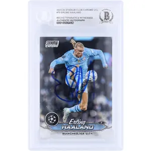 Erling Haaland Manchester City Autographed 2023-24 Topps Stadium Club Chrome #70 Beckett Fanatics Witnessed Authenticated Card - Fanatics Authentic Certified