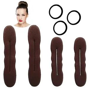 Hair Blonde Magic Hair Bun Maker 4 Pack (2 Small, 2 Large) - Foam Sponge Buns with Hair Ties, Flexible Shaper Accessories for Updos, Ballet Buns, French Twists & More! Haircare Heatless Brunette
