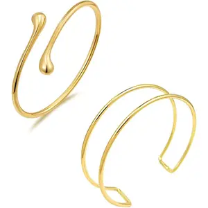 2 count  Arm Cuff Bracelet for Women Arm Cuff Upper Arm Layered Cuff Bangle Bracelet Minimalist Armband Stackable  for Women