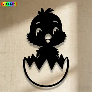 1pc Cute Chick in Eggshell Metal Wall Art, Cute Chick in Eggshell Statue Mural, Iron Craft, Perfect for Living Room, Garden, Indoor/Outdoor Decor, Silhouette Wall Decor, Intricate Craftsmanship, Easter Decor, Ideal Gift for Nature Lovers