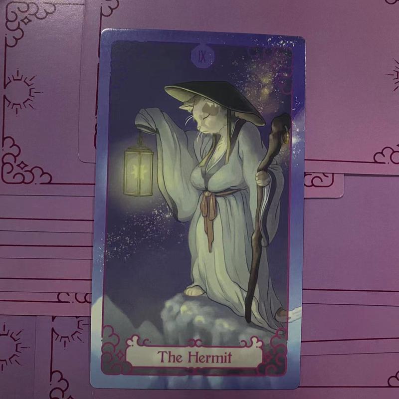 New 2025 12x7 cm Purple Cat Tarot Deck 78 Pcs Cards with Guidebook for Beginners Nice Gifts