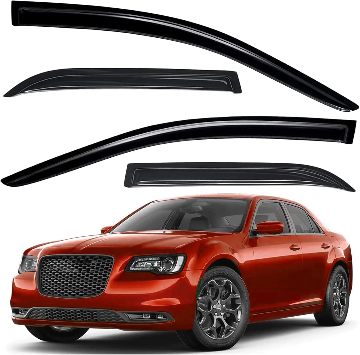 Tape-On 94432 Windows Visor 4-Piece for 2011-2022 Chrysler 300 | Window Deflectors Rain Guards Window Visors Shield Shade Smoke