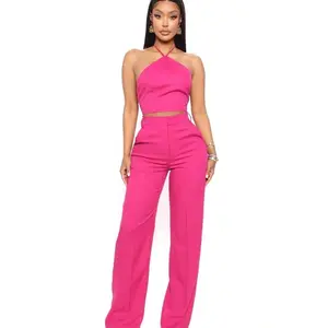 Sunset Views Linen Pant Set 33 - Magenta U