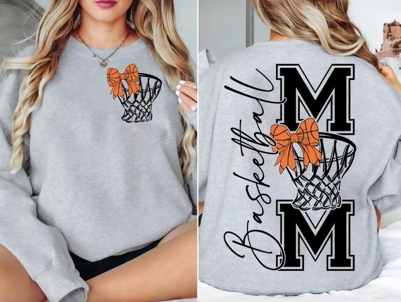Basketball Mom Sweatshirt T-Shirt, Coquette Bow Basketball Mom Shirt, Game Day Vibes Hoodie, Basketball Mama Tee, Basketball Shirt, Sport Gift For Her