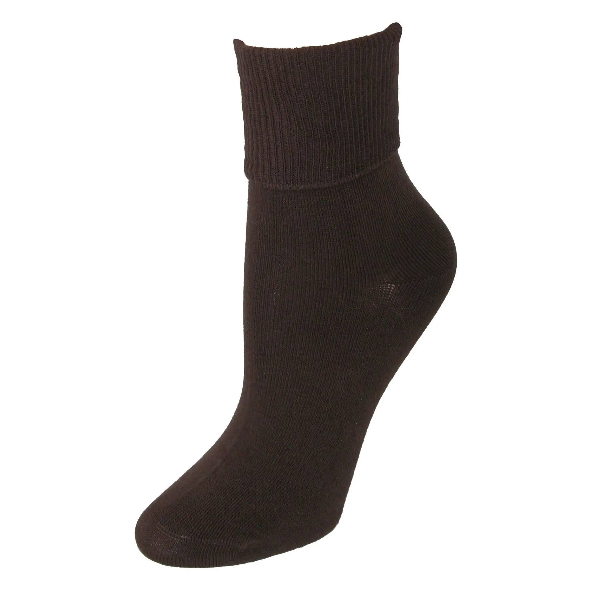Jefferies Socks Women's Organic Cotton Turn-Cuff Mid-Calf Socks for Adults - Nylon, Spandex Blend, Easy Pull-Up Design, Secure Fits