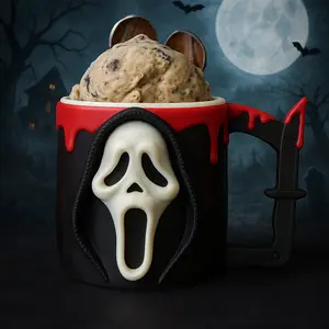 Ice SCREAM Pint Holder – Spooky 3D Printed Halloween Ice Cream Scoop, Fun & Functional Gift for Horror Fans & Ice Cream Lovers, Trending TikTok Must-Have with Iconic Mask Design Kitchen Utensils