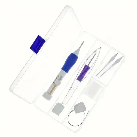 7 in 1 Punch Needle Handmade Embroidery Set with Comfort Grip, 7 Counts/set DIY Sewing Tool Kit, Needle Crafts Kit, Including Threading Tool & Accessories, Punch Needle Kits