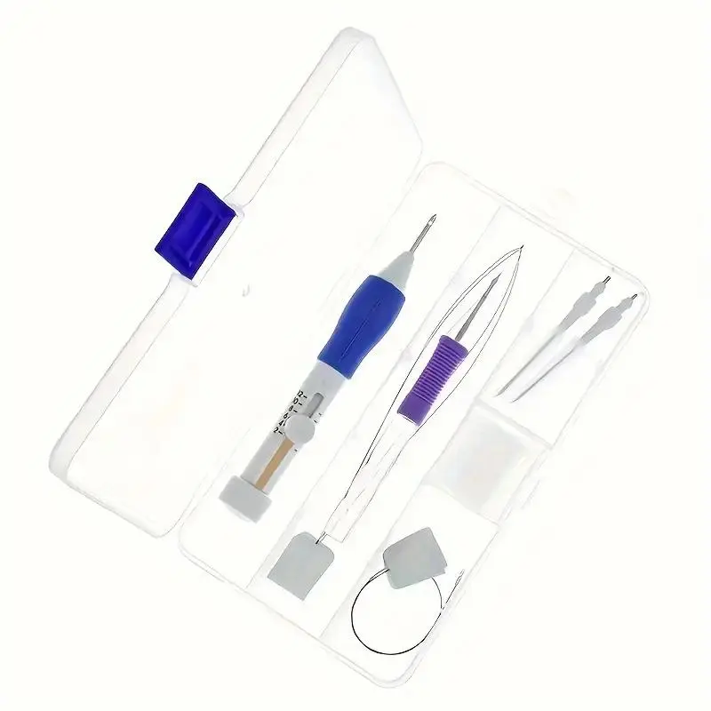 7 in 1 Punch Needle Handmade Embroidery Set with Comfort Grip, 7 Counts/set DIY Sewing Tool Kit, Needle Crafts Kit, Including Threading Tool & Accessories, Punch Needle Kits