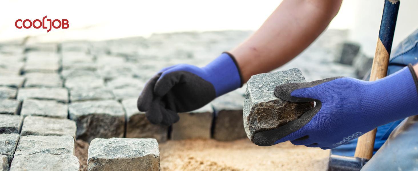 COOLJOB Safety Work Gloves with Grip Latex, Rubber Dipped Gloves