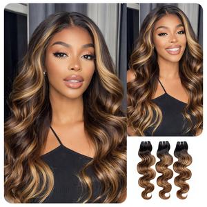 [Wequeen] #FB30 Highlight Hair Bundles Brazilian Colored Human Hair #T1B/P4/27 Body Wave Straight Quick Weave Sew in/Glue in Budget Friendly 10A