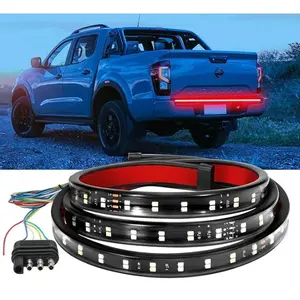 Tailgate Light Bar 60 Inch Triple Row LED Brake Turn Signal Reverse Strobe Waterproof Truck Rear Light Strip Universal 12V