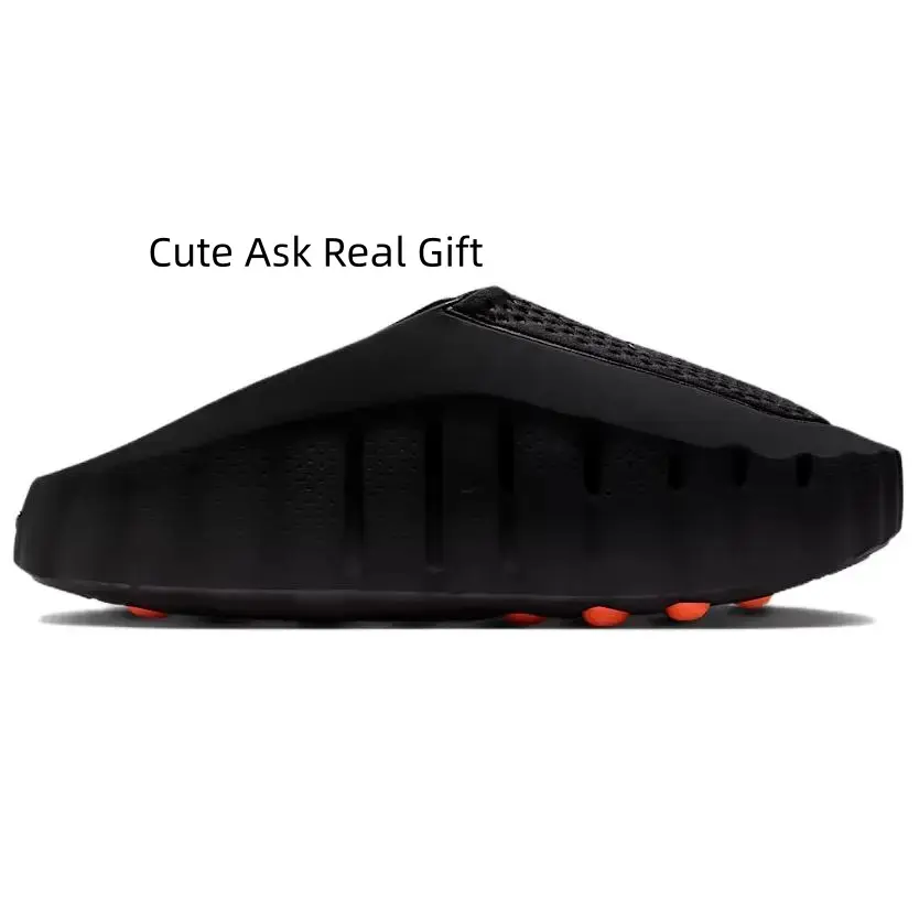 Pure Black Hollow Out Cushioned Recovery Slides
