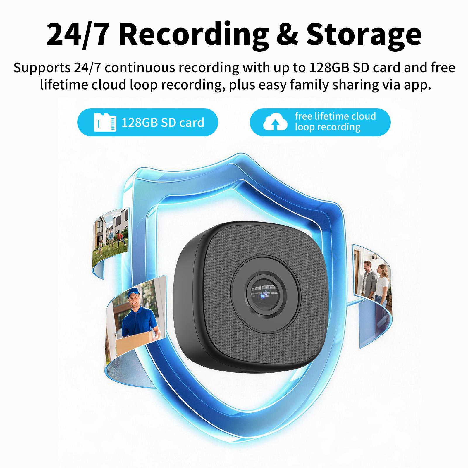 [Summervibes] 2K 3MP WiFi Window Security Camera, No Extra Fee, Indoor Glass Mount Surveillance Cam with Full Color Night Vision, Dual Band 2.4G/5G WiFi, AI Human Detection, Two-Way Audio, No Drill Install for Home Yard Patio Baby Elderly Safety