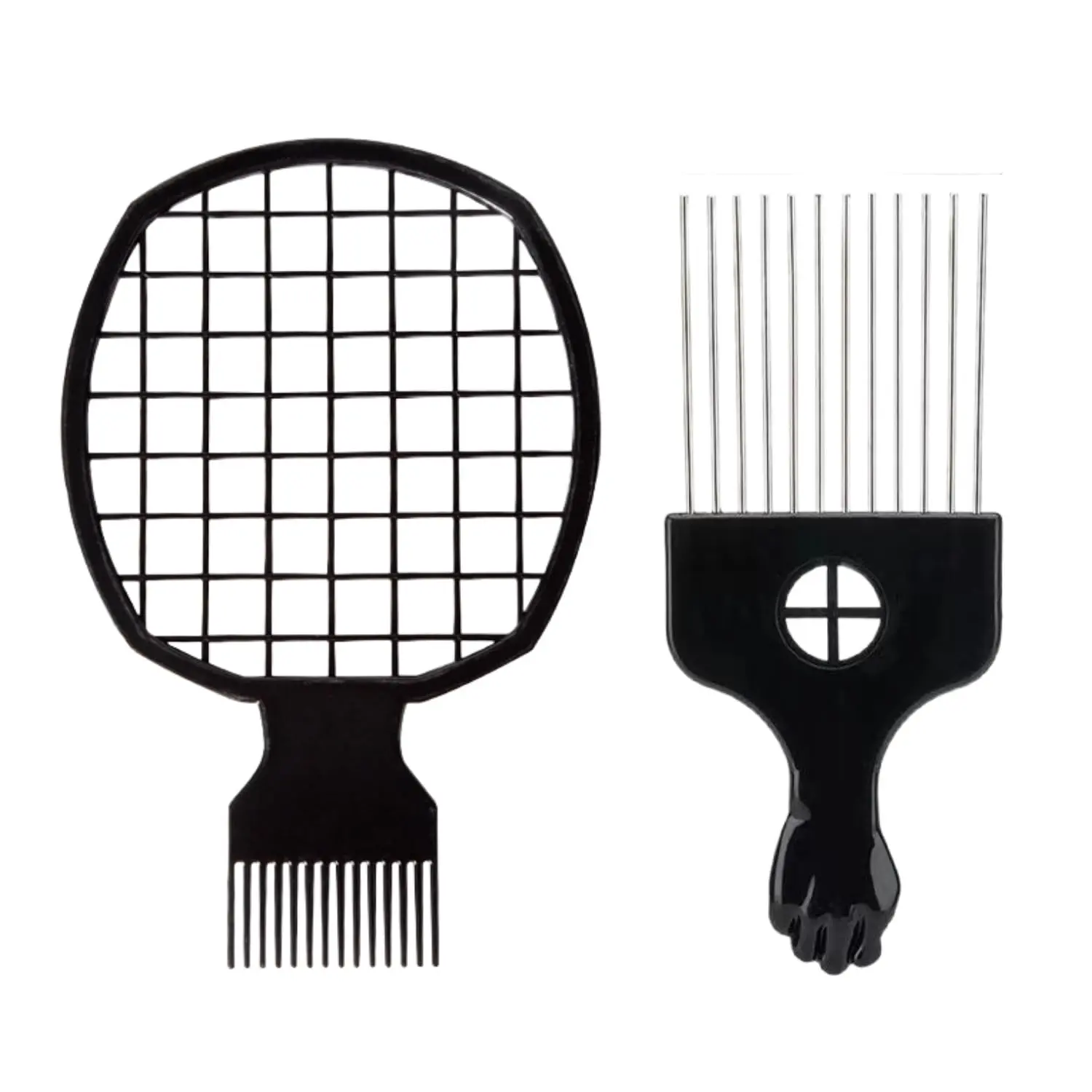Black Individuals’ 2-Piece Upgraded 2-in-1 ABS Plastic Curling Comb & Stainless Steel Afro Pick Set, Long-Lasting Hair Styling Tool for Beauty & Personal Care Haircare Needs