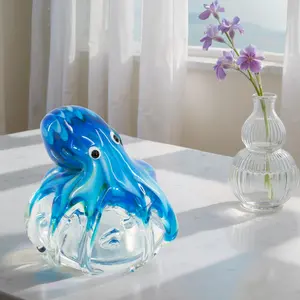 Hand Blown Octopus Glass Statue, 10x10cm, Home Decor, Room Decoration, Desktop Display, Christmas Gift, Birthday Gift, Party Gift