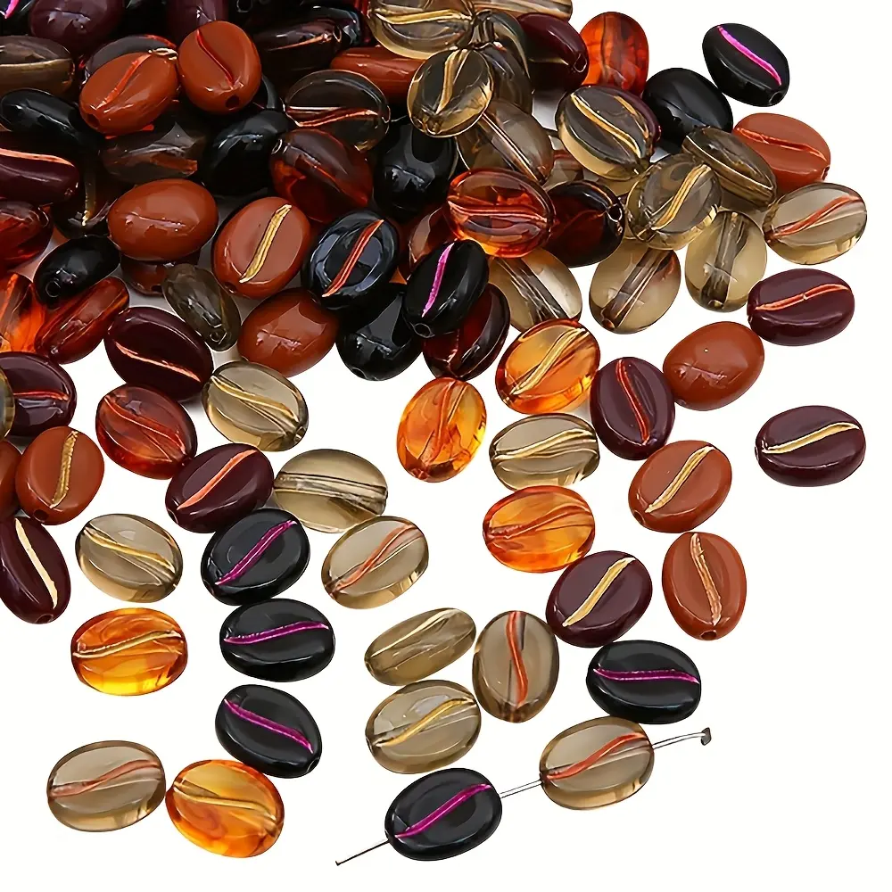 Vintage Acrylic Boho Beaded Set - Coffee Bean Mixed Kit with 50/100/150/200pcs for DIY Jewelry Making, Beads for Bracelets Accessories, 100Pcs