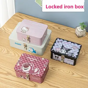 Metal Combination Lock Privacy Safe Box - Compact Tinplate Organizer with Built-in Mirror for Money, Phone, Valuables - Multi-Purpose Home Storage (Summer Vibes)
