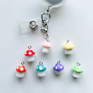 Mushrooms Badge Reel Charm - Unique Keychain with Colorful Mushroom Design BADGE REEL NOT INCLUDED