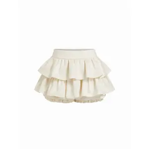 Cider Mid Rise Ruffle Lace Trim Tiered Mini Skort