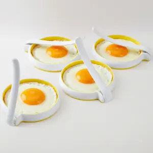 Silicone Egg Rings Set with Folding Handle, 4-Pack Non-Stick Round Egg Cooker Ring,Egg Mold for Cooking Breakfast Sandwiches, Egg Mcmuffins, Pancake, Grill Accessories Egg Forms for Frying Egg