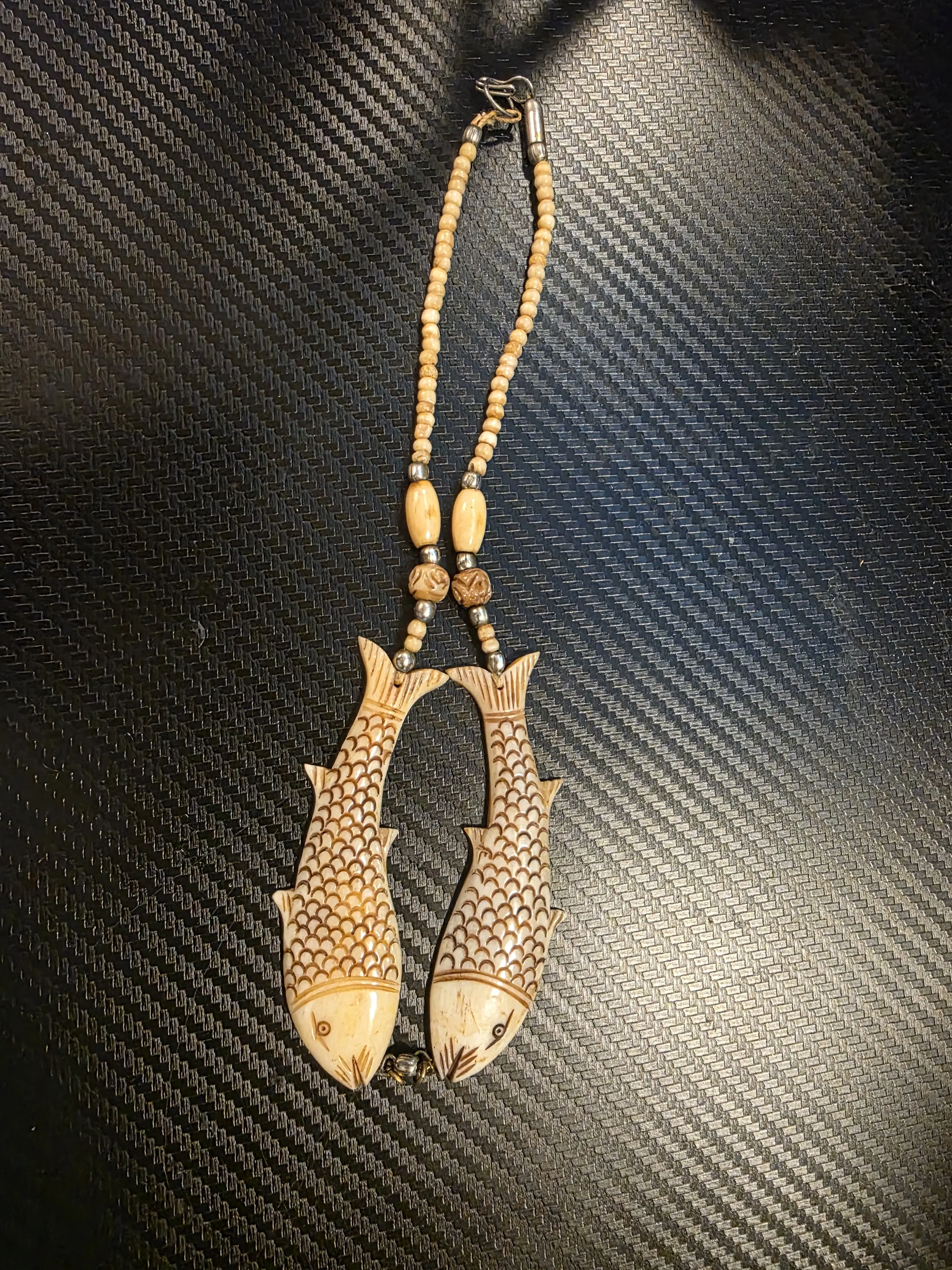 Deer Antler fish necklace