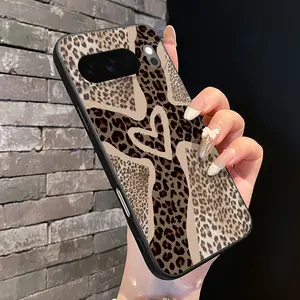 Rounded Edge Phone Case for Google Pixel 10 9 XL 8 7 Pro A  Leopard - heart Fusion Pattern Full Body Protection Shockproof Soft Liquid Silicone Cover Cellphone Protective