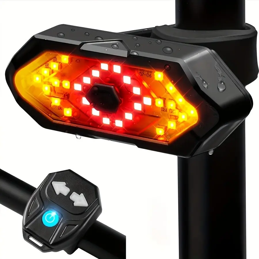USB Rechargeable LED Bike Tail Light, Bicycle Turn Signal Lamp, Cycling Accessories, Durable Design, Ideal for Night Riding