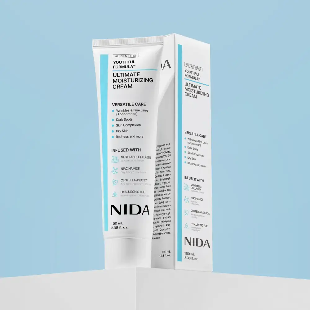 NIDA Youthful Formula Ultimate Moisturizing Cream (100mL) / Collagen, Niacinamide, Centella Asiatica, Hyaluronic Acid / Wrinkles, Dark Spots, Skincare Hydrating Daily Moisturizer Moisture Hydrate
