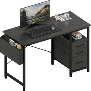 Computer Desk with Storage, L Shaped Corner Desk For Small Spaces, 3 Outlets USB C Charging Station, Fabric Organizer For Controllers, Stable Metal Frame For PC Gaming Setup