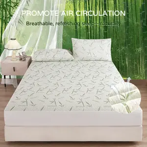 BoveLink Bamboo Fiber Fitted Sheet Full Surround Mattress Protector Non-Slip Wear Resistant Full Coverage Soft Support Back Comfort Breathable