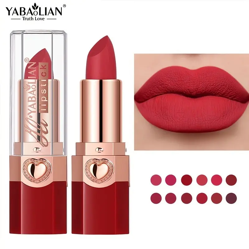 12 Shades Matte Lipstick, Long-Lasting Waterproof, Perfect for Valentine's Day Makeup, Lip Products Makeup
