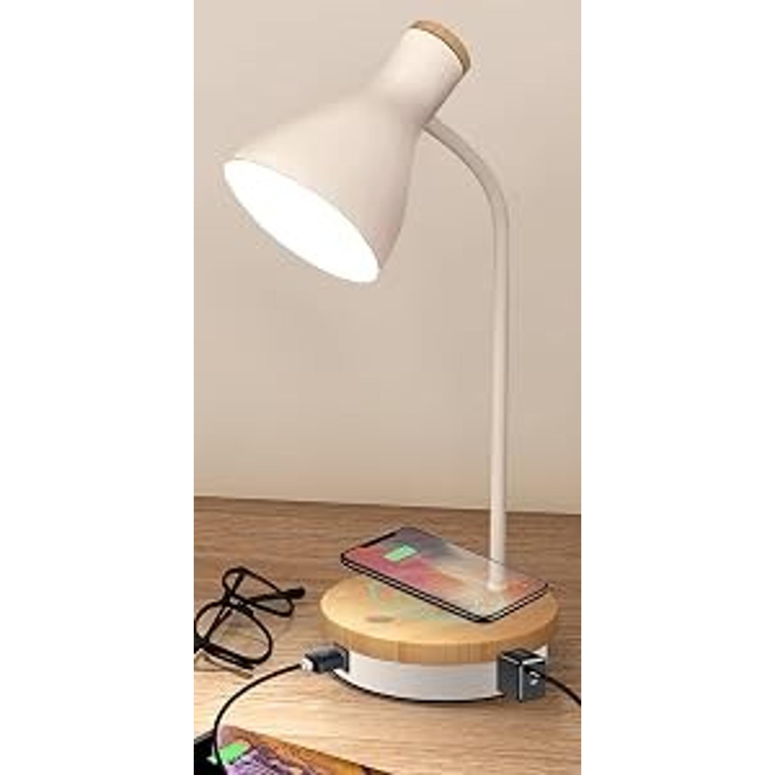 Desk lamp Eye-Caring Table Lamps, 360°Rotation Gooseneck Clip on Lamp Reading Light Portable Reading Book Light Clamp Study Desk Lamps for Bedroom and Office Home Lighting (White)