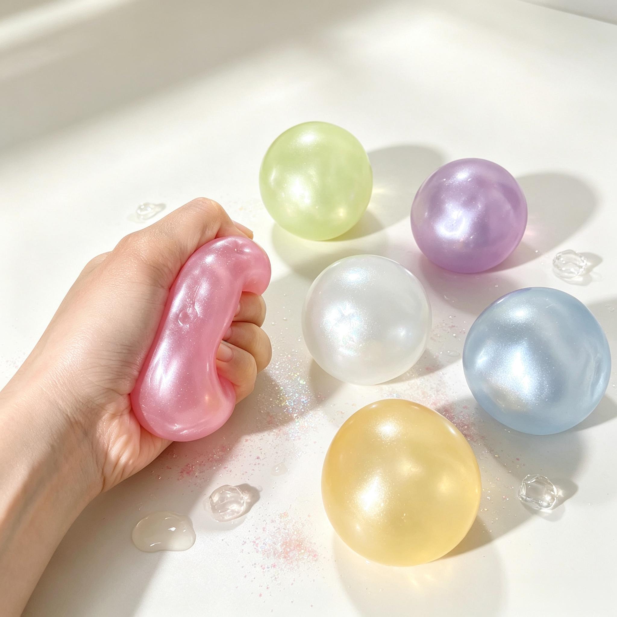 Pearlescent Coconut Oil Squishy Stress Ball Handmade Macaron Squishies Toys