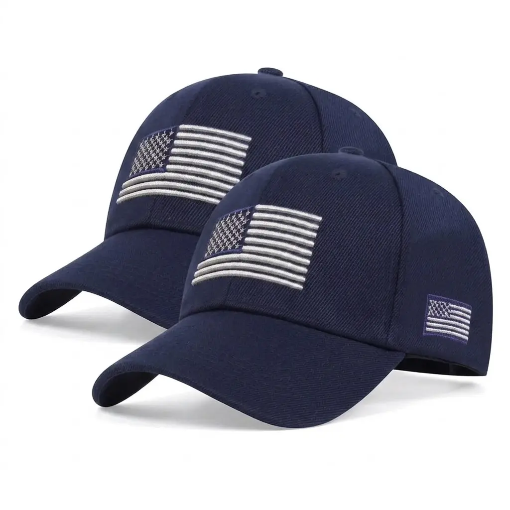 Embroidered American Flag Tactical Cap - Adjustable Men's Hat for Fishing & Hiking