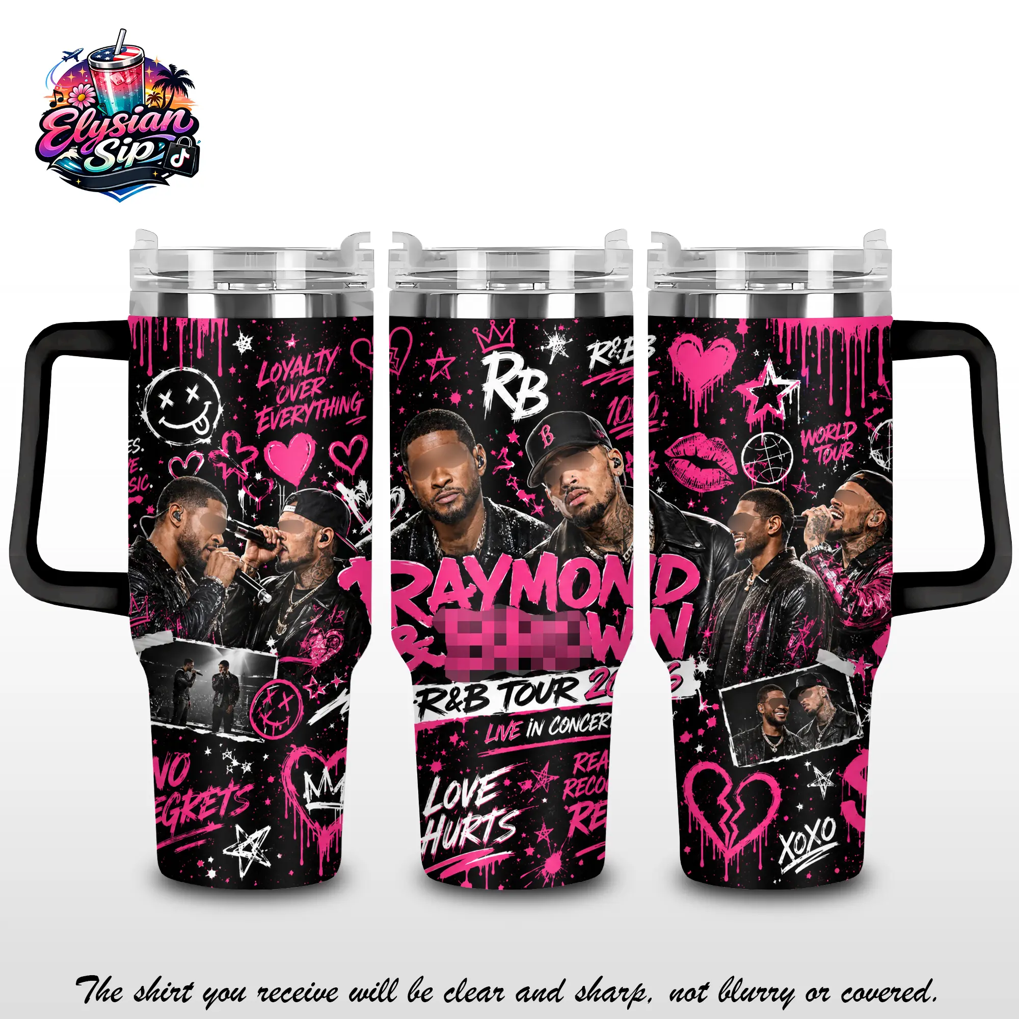 [Elysian Sip] - Raymond & Brown The R&B Tour 2026 V1 Vintage R&B Music 40oz & 20oz Stainless Steel Tumbler with Handle – Retro Concert Insulated Cup, Soul Music Fan Travel Mug, Leakproof Gift For Music Lovers. Drinkware