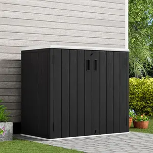 KINPLAY Outdoor Horizontal Storage Shed,37 Cu.ft Storage Cabinet Waterproof Resin Tool Organiser Storage Box for Garden Tools and Patio Furniture