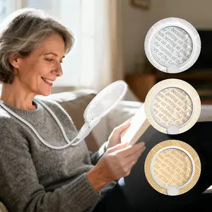 Hands-free magnifying glass with light, 5x neck magnifier for close work, reading small print, cross stitch, sewing and crafts, rechargeable illuminated magnifier, vision aid for seniors and low vision